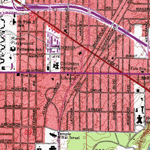 Topographic Map of Brookside Ambulance Service Rumpf Ambulance, OH