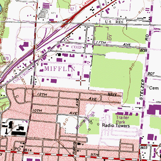 Topographic Map of Lifecare Medical Services Columbus Substation, OH