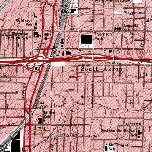 Topographic Map of Summit County Jail, OH