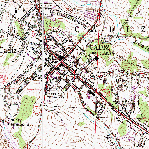 Topographic Map of Cadiz Emergency Medical Services, OH
