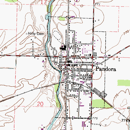 Topographic Map of Pandora Emergency Medical Services, OH