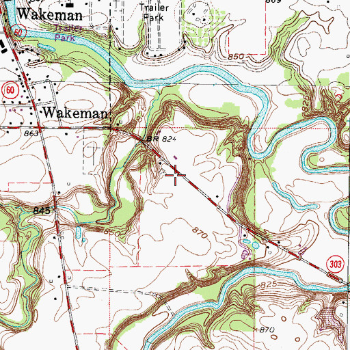 Topographic Map of Wakeman Emergency Medical Services, OH