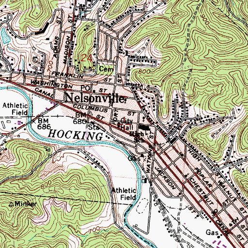 Topographic Map of Southeast Ohio Emergency Medical Services Station 4 Nelsonville, OH