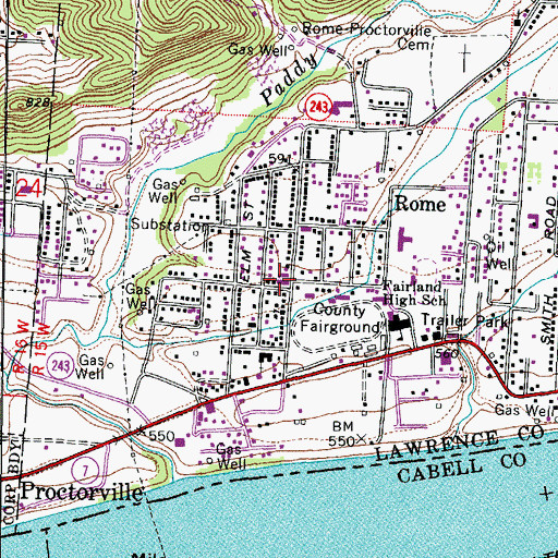 Topographic Map of Southeast Ohio Emergency Medical Services Station 14 Rome, OH