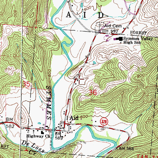 Topographic Map of Southeast Ohio Emergency Medical Services Station 15 Willow Wood, OH