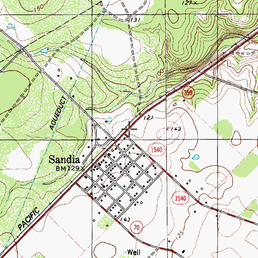 Topographic Map of Sandia Fire Department, TX