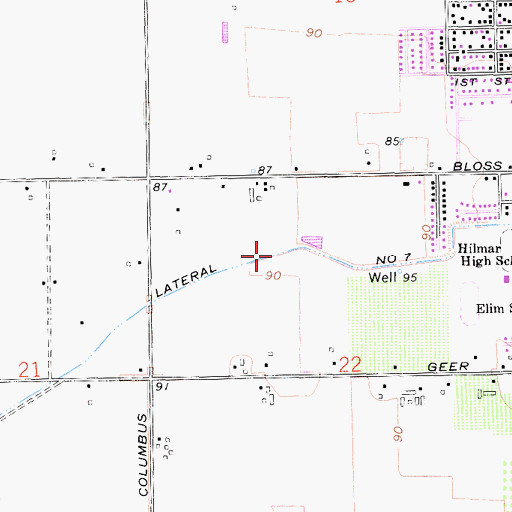 Topographic Map of Lateral Number Seven, CA