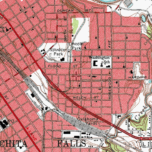 Topographic Map of Wichita Falls Fire Department Station 2, TX