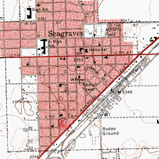 Topographic Map of Seagrave Fire Department, TX