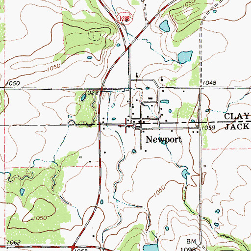 Topographic Map of Newport Volunteer Fire Department, TX