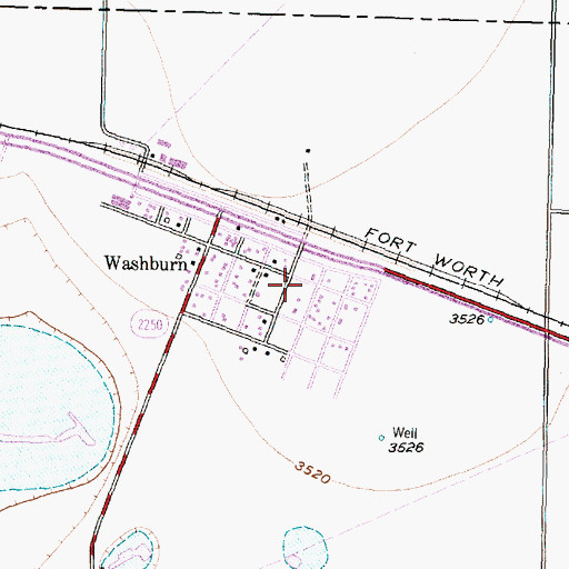 Topographic Map of Washburn Volunteer Fire Department, TX