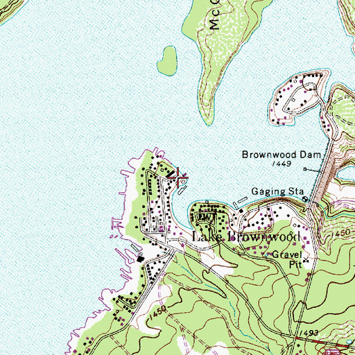 Topographic Map of Lake Dam Volunteer Fire Department, TX