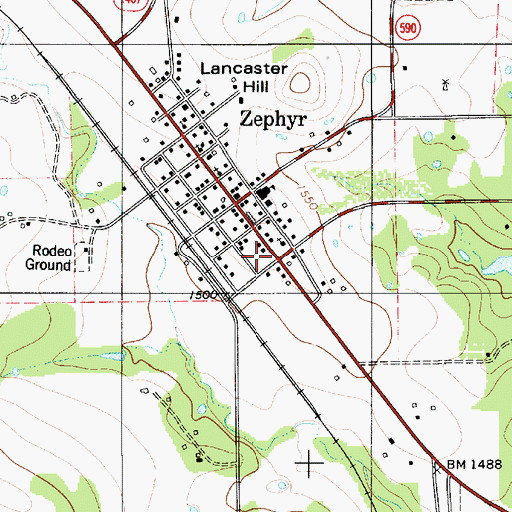 Topographic Map of Zephyr Volunteer Fire Department, TX