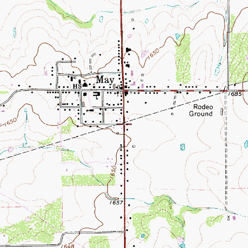 Topographic Map of May Volunteer Fire Department, TX