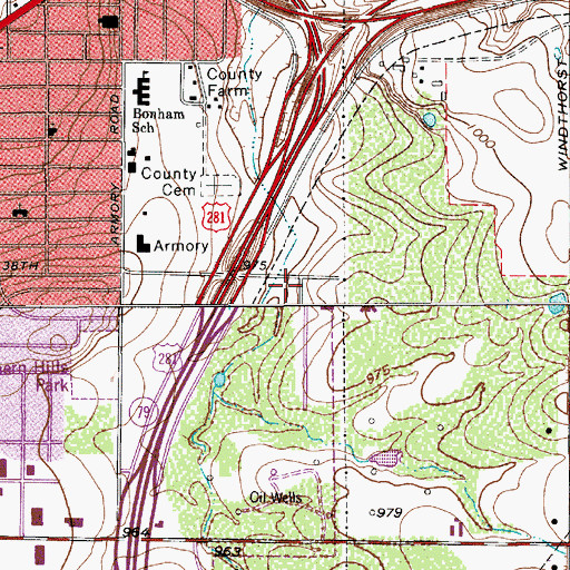 Topographic Map of Wichita Falls Fire Department Station 3, TX