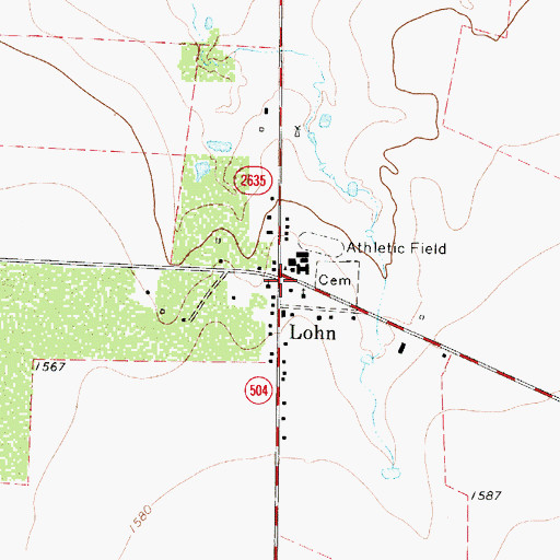 Topographic Map of Lohn Volunteer Fire Department, TX