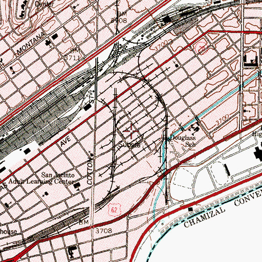 Topographic Map of El Paso Fire Department Station 9, TX
