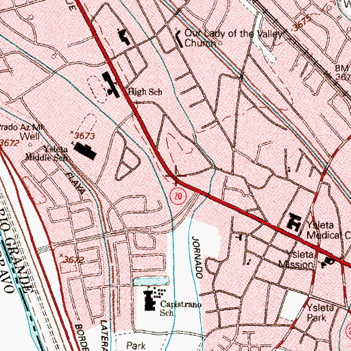 Topographic Map of El Paso Fire Department Station 17, TX