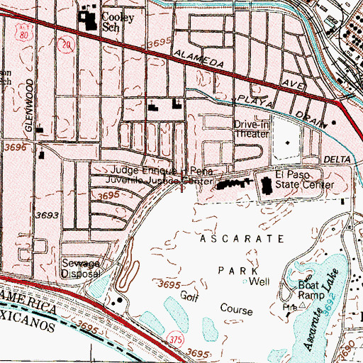 Topographic Map of El Paso Fire Department Station 14, TX