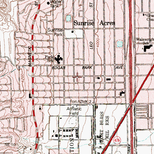 Topographic Map of El Paso Fire Department Station 16, TX