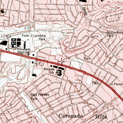 Topographic Map of El Paso Fire Department Station 22, TX