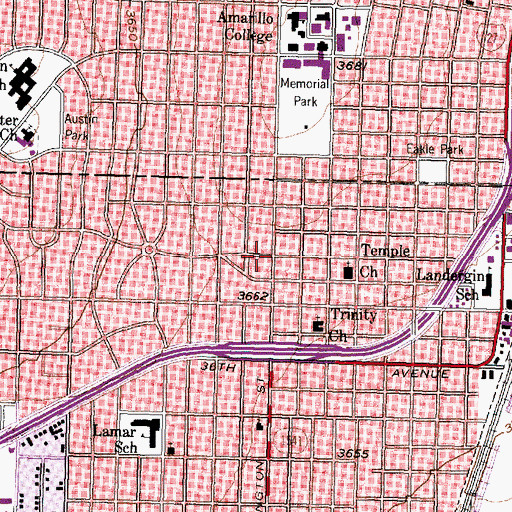 Topographic Map of Amarillo Fire Department Station 5, TX