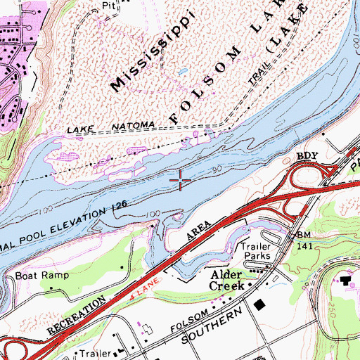 Topographic Map of Lake Natoma, CA