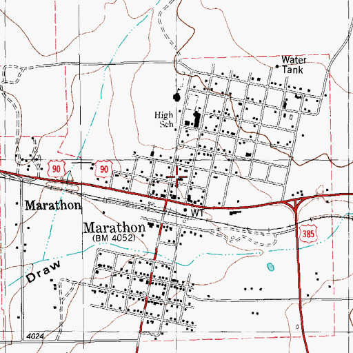 Topographic Map of Marathon Volunteer Fire Department, TX