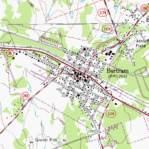 Topographic Map of Bertram Volunteer Fire Department, TX