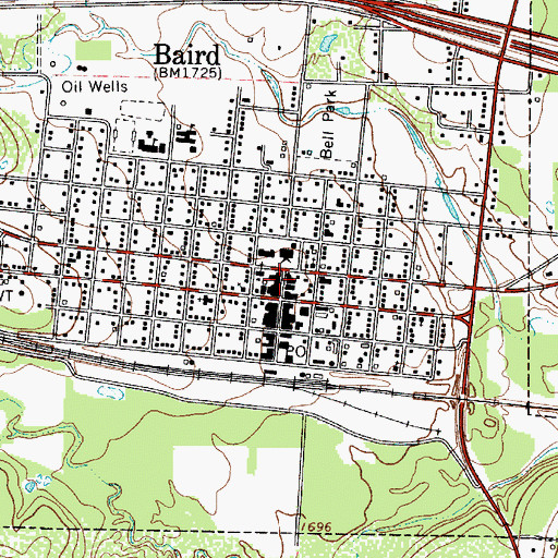 Topographic Map of Baird Volunteer Fire Department, TX