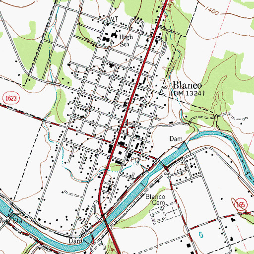 Topographic Map of Blanco Volunteer Fire Department, TX