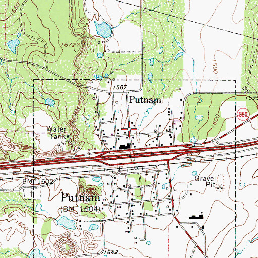 Topographic Map of Putnam Volunteer Fire Department, TX