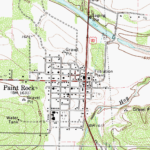 Topographic Map of Paint Rock Volunteer Fire Department, TX