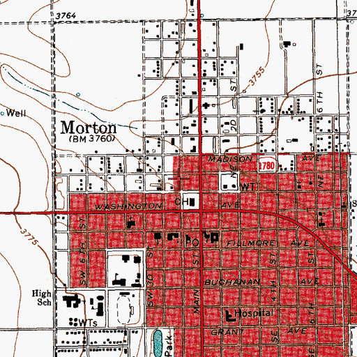 Topographic Map of Morton Volunteer Fire Department, TX