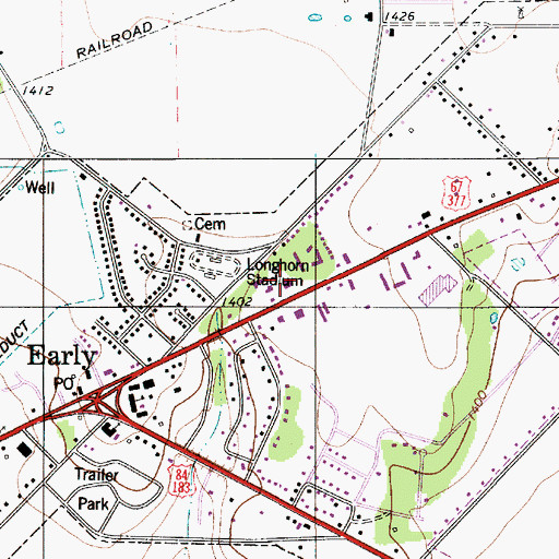 Topographic Map of Early Volunteer Fire Department, TX