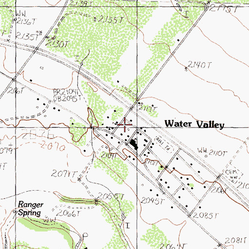 Topographic Map of Water Valley Volunteer Fire Department, TX