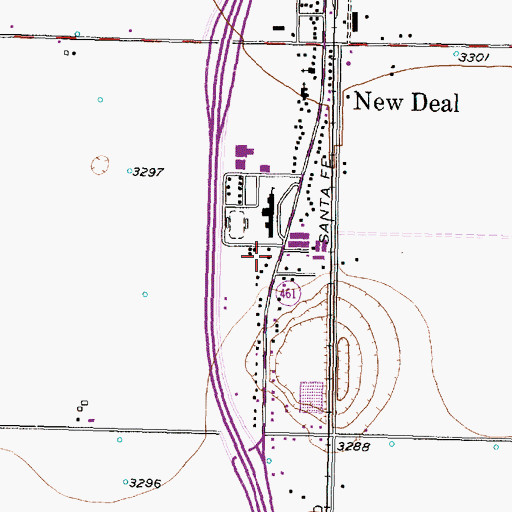 Topographic Map of New Deal Volunteer Fire Department, TX