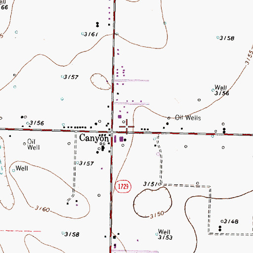 Topographic Map of Roosevelt Volunteer Fire Department, TX