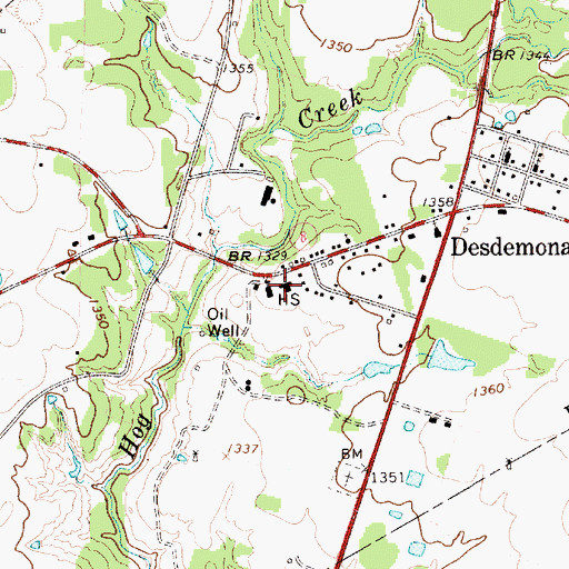 Topographic Map of Desdemona Volunteer Fire Department, TX