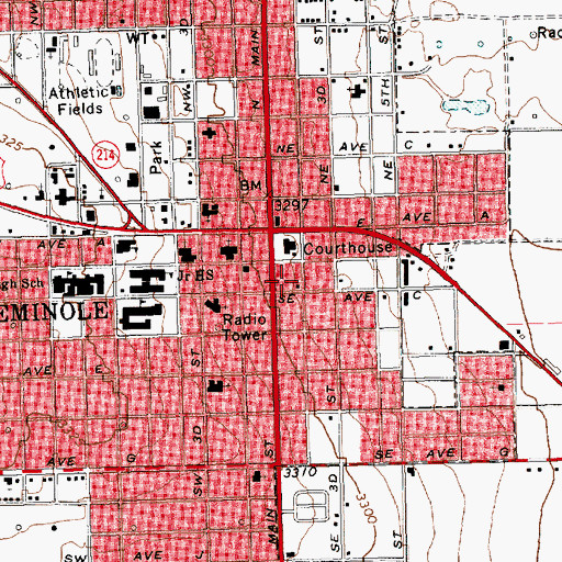 Topographic Map of Seminole Volunteer Fire Department, TX