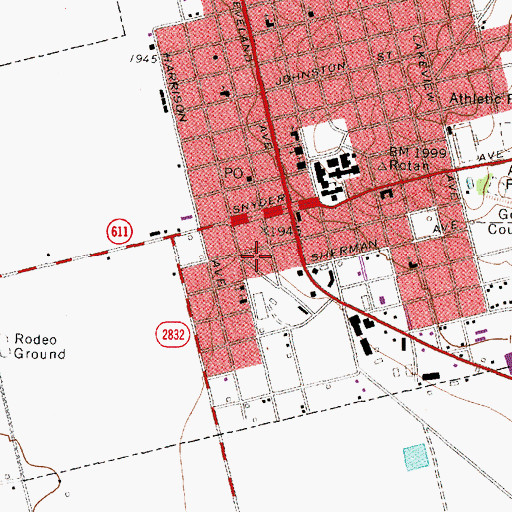 Topographic Map of Rotan Volunteer Fire Department, TX