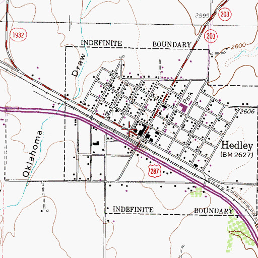 Topographic Map of Hedley Volunteer Fire Department, TX
