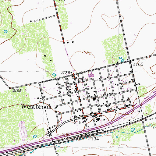 Topographic Map of Westbrook Volunteer Fire Department, TX