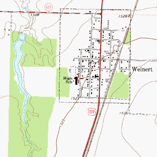 Topographic Map of Weinert Volunteer Fire Department, TX