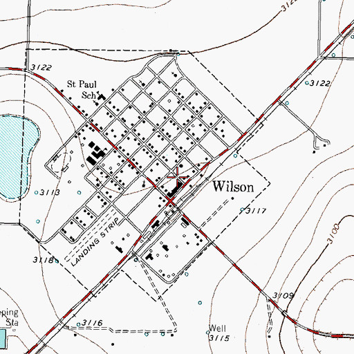 Topographic Map of Wilson Volunteer Fire Department, TX