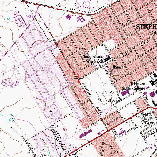 Topographic Map of Stephenville Fire Department Station 2, TX