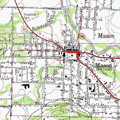 Topographic Map of Mason Volunteer Fire Department, TX