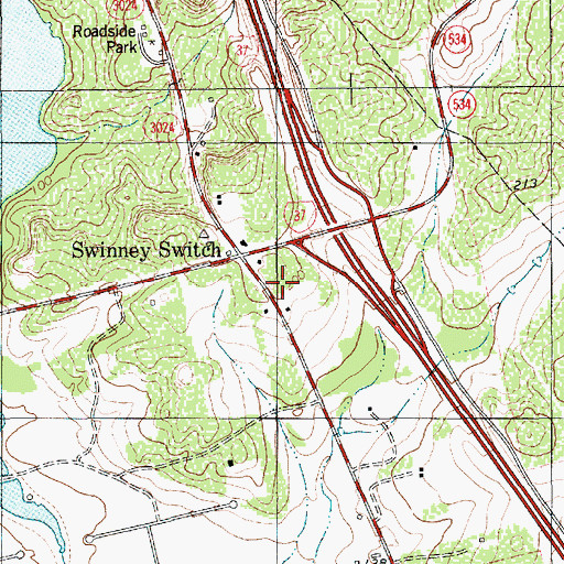 Topographic Map of Swinney Switch Volunteer Fire Department, TX