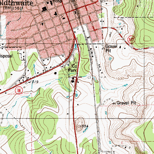 Topographic Map of Goldthwaite Volunteer Fire Department, TX