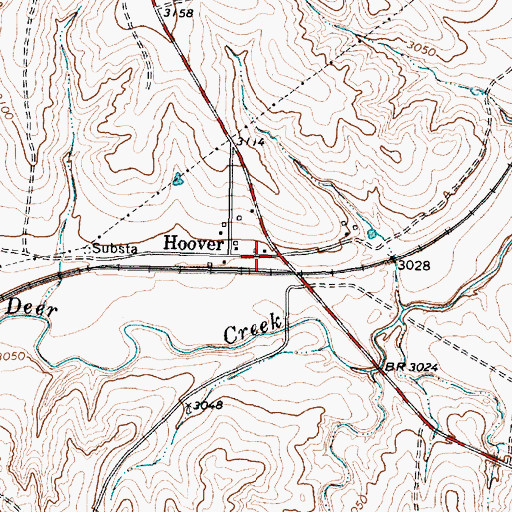 Topographic Map of Hoover Volunteer Fire Department Station 1, TX